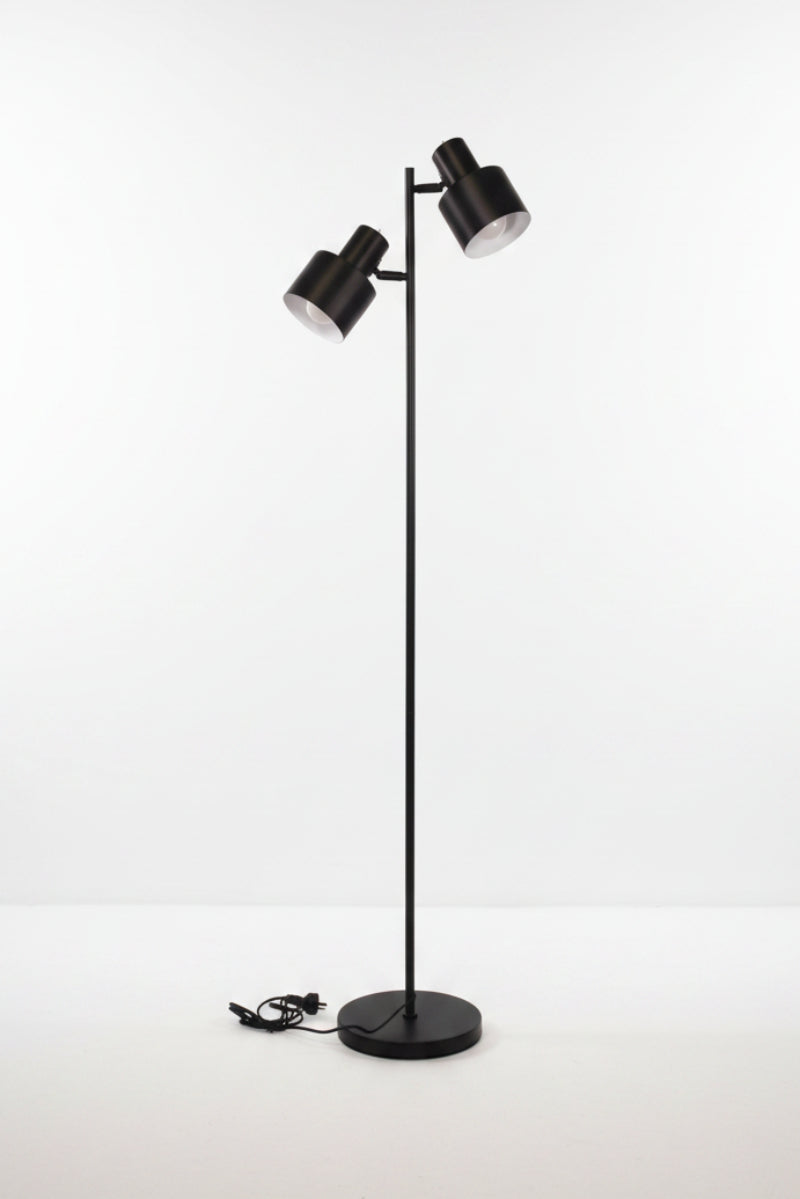 Black finished 2 light floor lamp. 