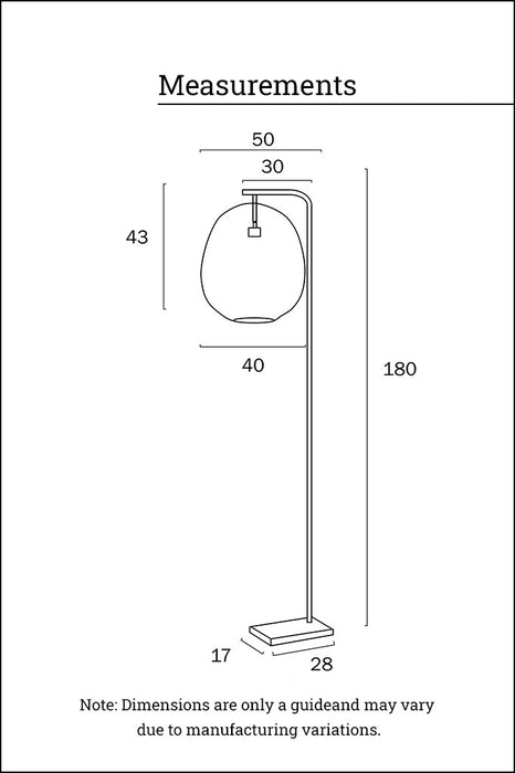 Cottesloe Rattan Floor Lamp Measurements