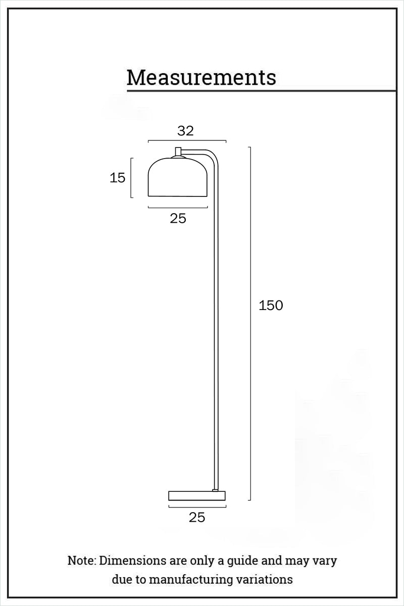 Dimension illustration of the floor lamp. 