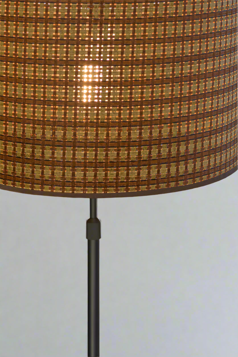 Close up of the floor lamp with black stand. 
