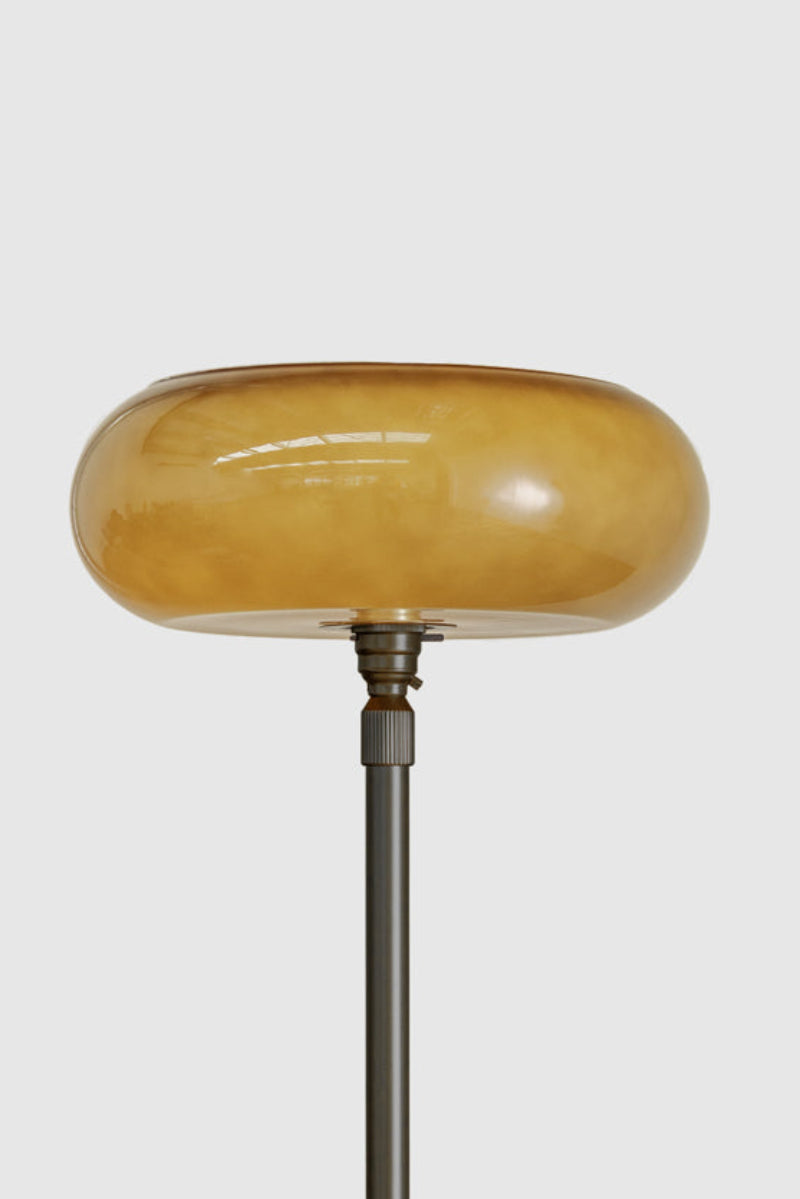 Avoca floor lamp on black stand with sage shade and white inner for great reflection