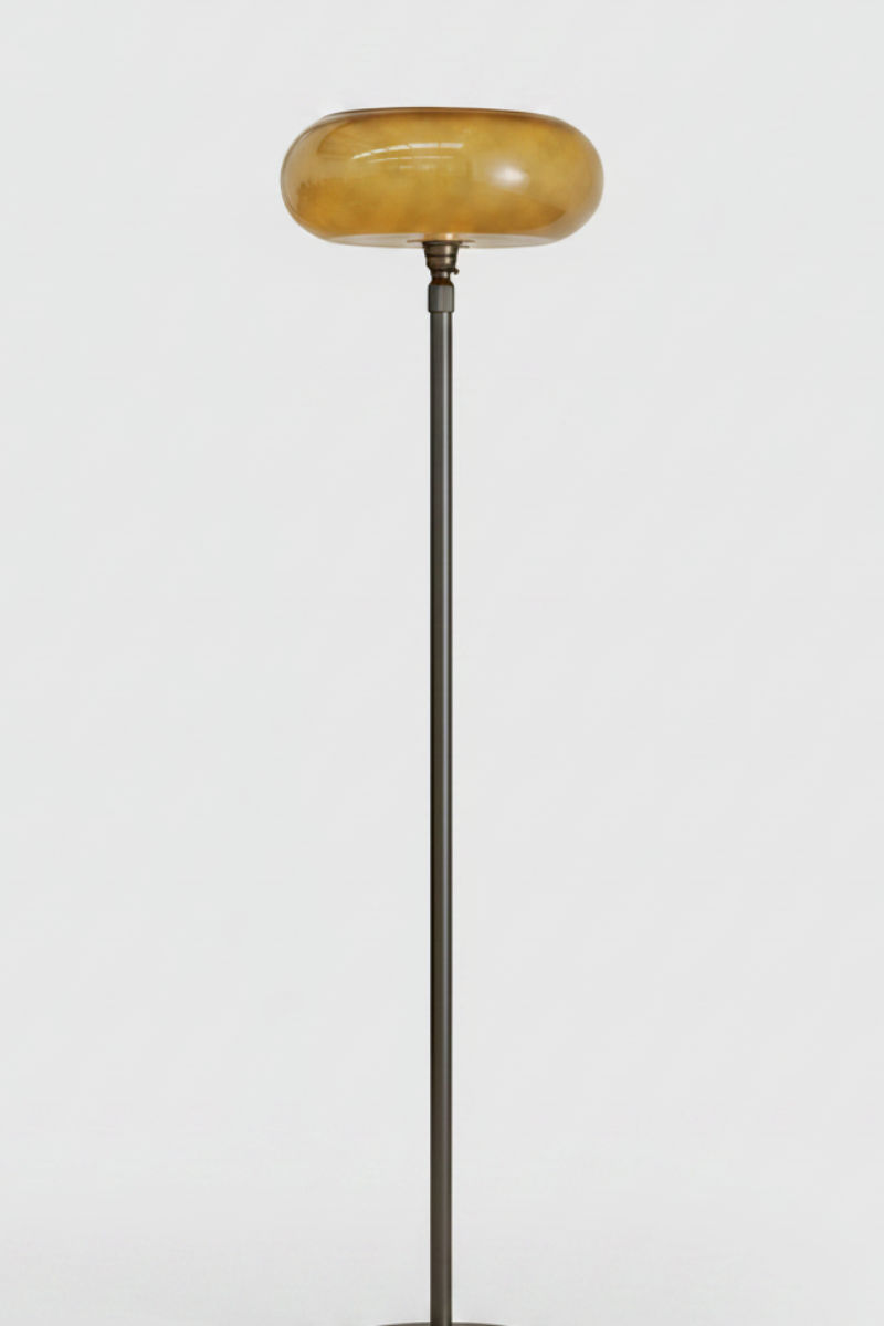 Avoca floor lamp on black stand with sage shade and white inner for great reflection