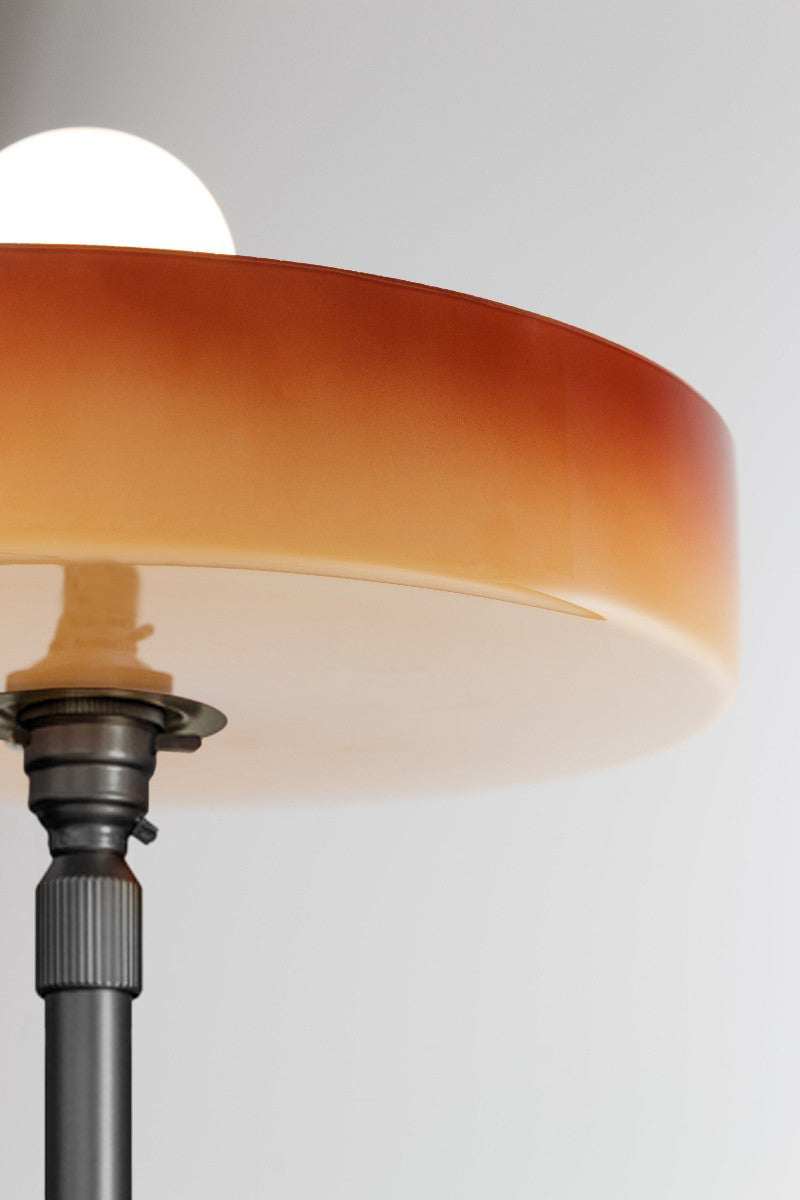 Brown Gambier shade on a black floor lamp stan
