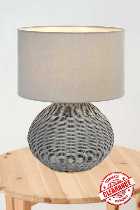 Rattan Table Lamp Grey Finish