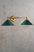 Gold Steel two arm wall sconce with green shades
