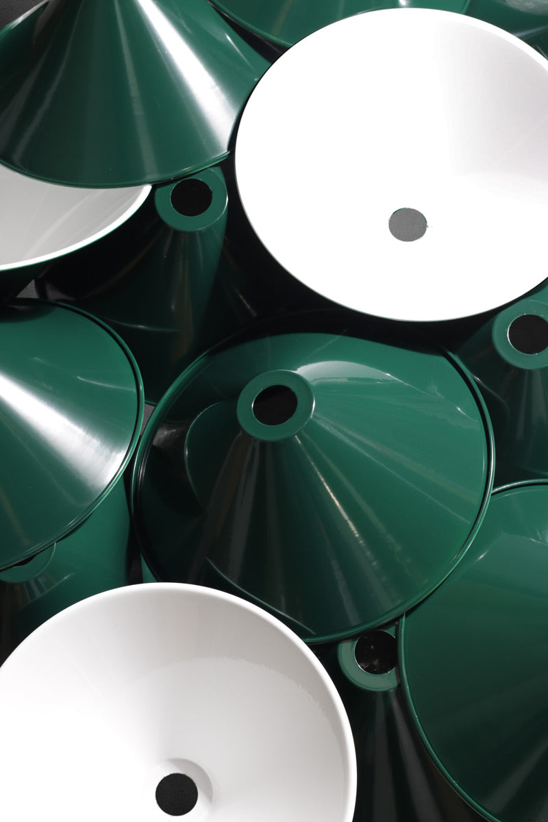 Federation green cone shades with white inner