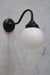 Glass Ball Gooseneck Exterior Light with 314 gallery in black bulb not on