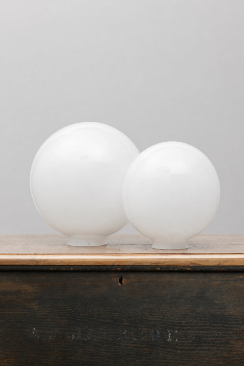 Opal glass ball shades. Medium and large. Opal glass ball lighting