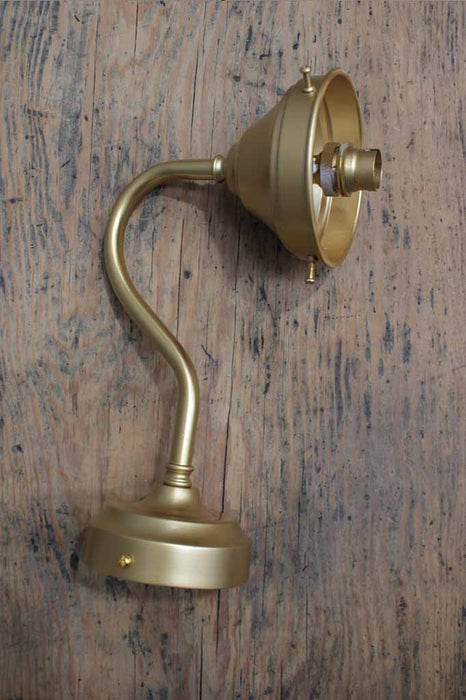 Gooseneck Exterior Wall Sconce with 3 ¼ Cup Cover in gold brass finish
