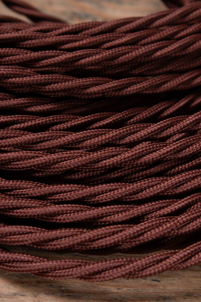 Dark Brown Twisted Braided Light Cord - 3 Core Insulated Cable | Online ...