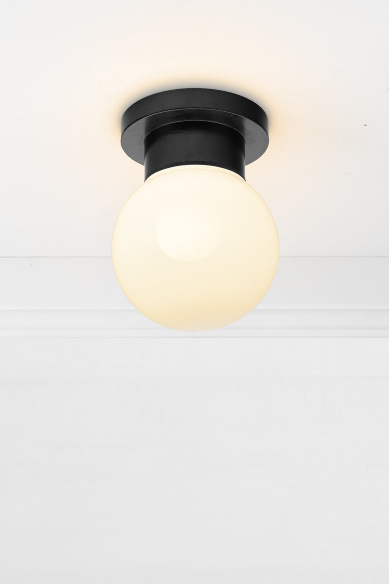 Black bunker globe light surface mounted