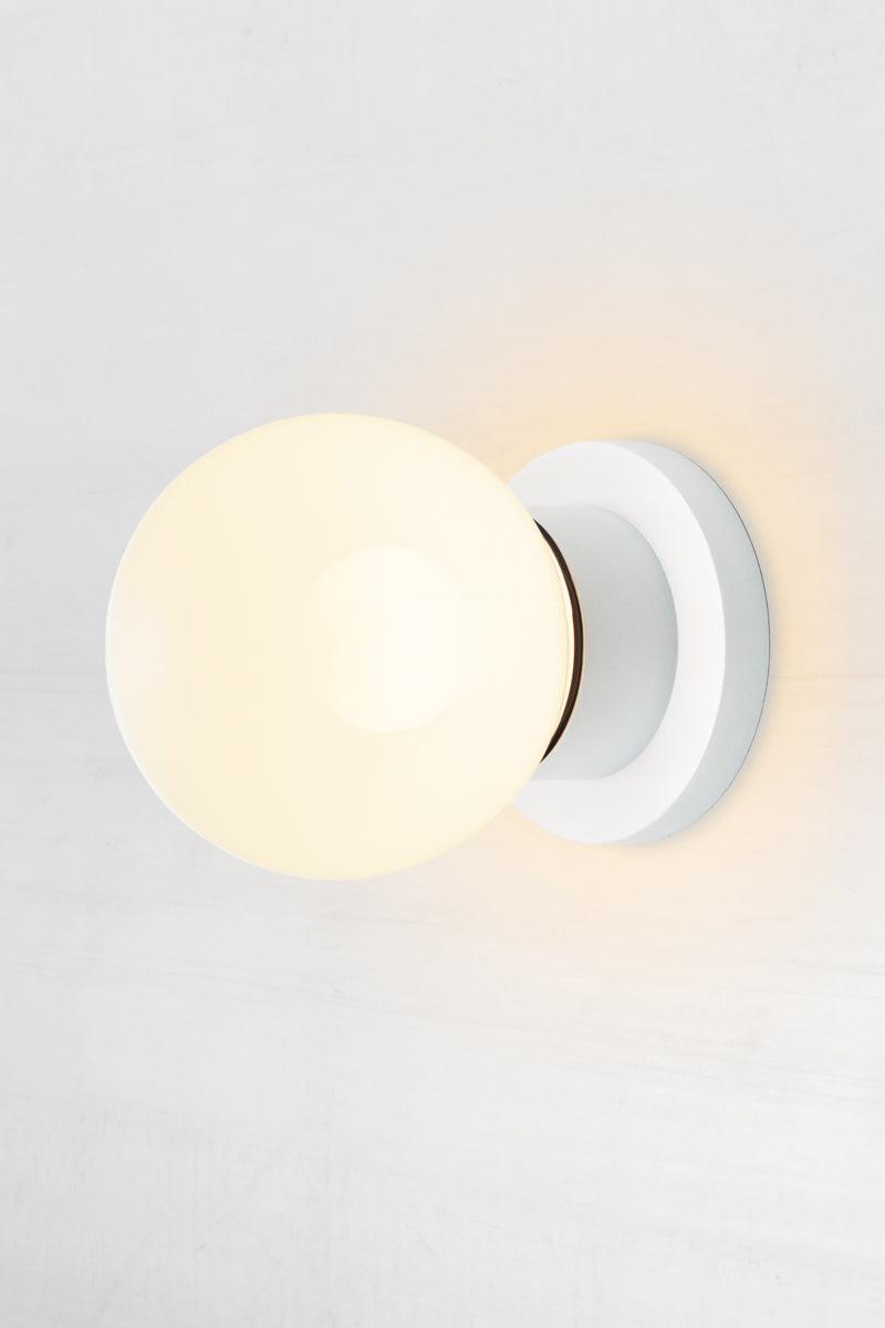 Glass ball wall light white finish online lighting Melbourne