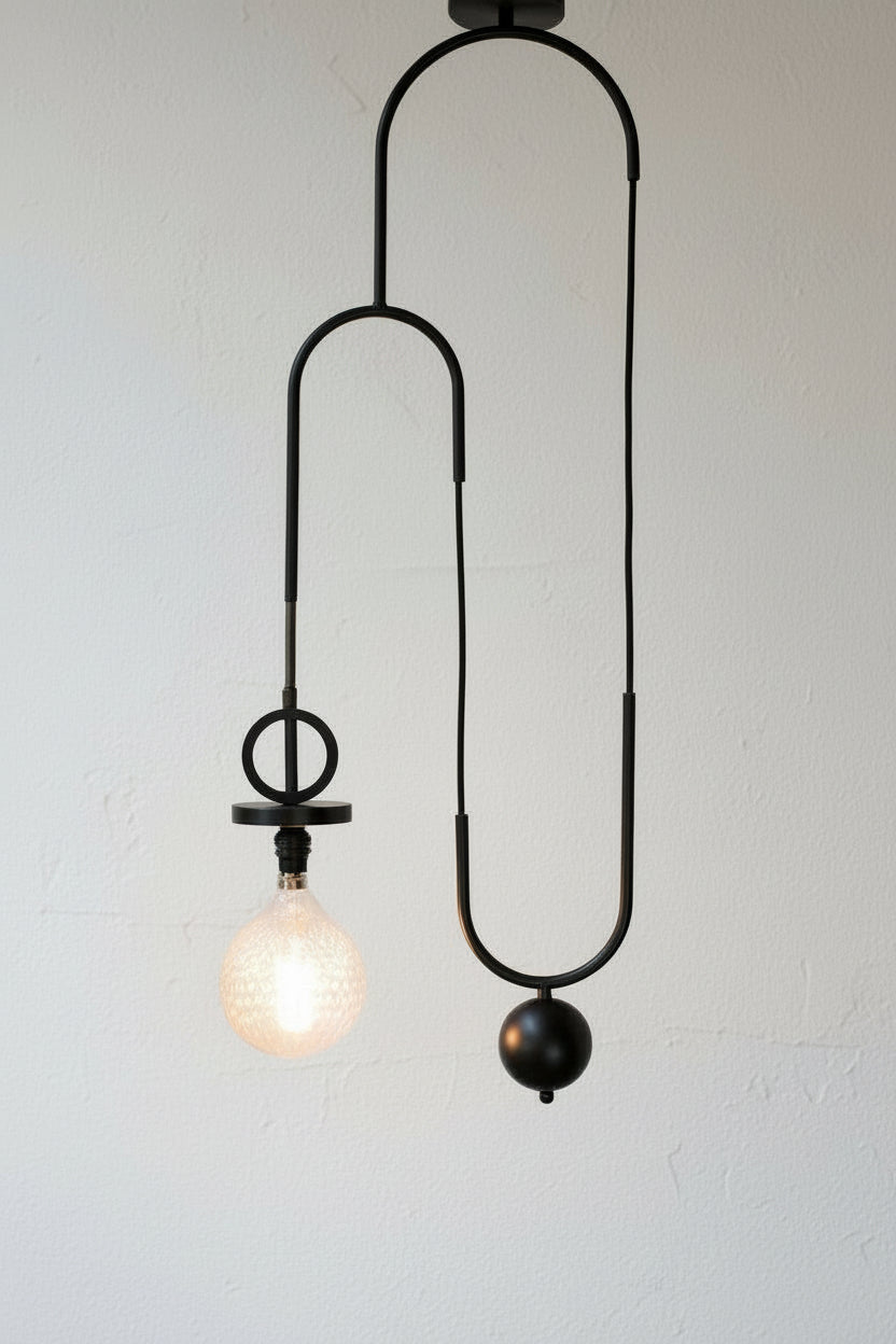 Disc black brass pendant cord