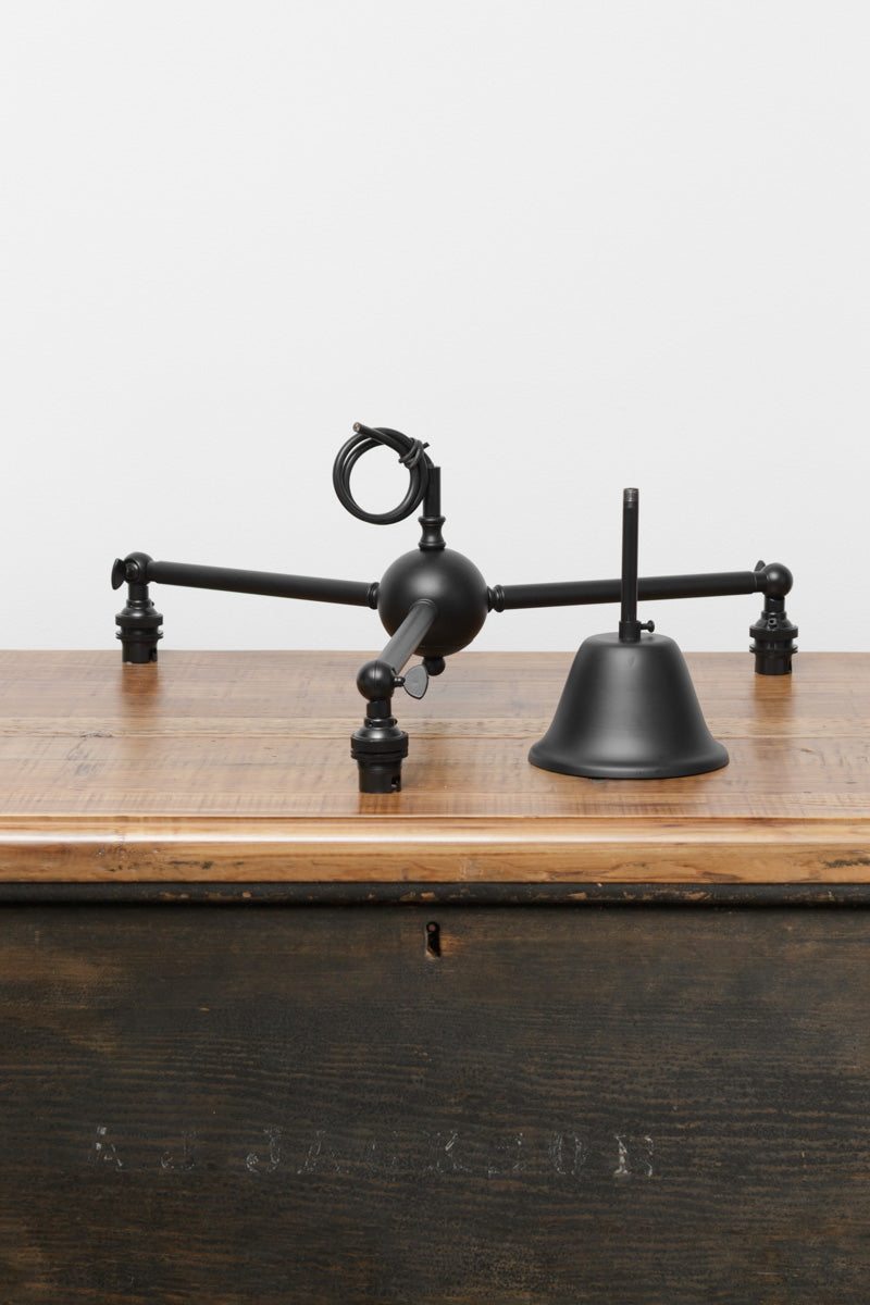 3 arm flush mount in black with adjustable lamp holders