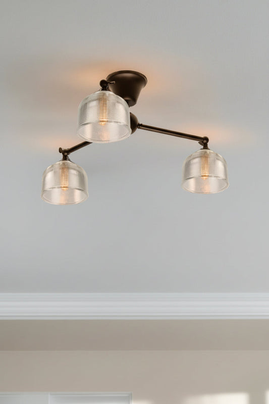 Chapman Glass 3 Arm Flush Mount white shades