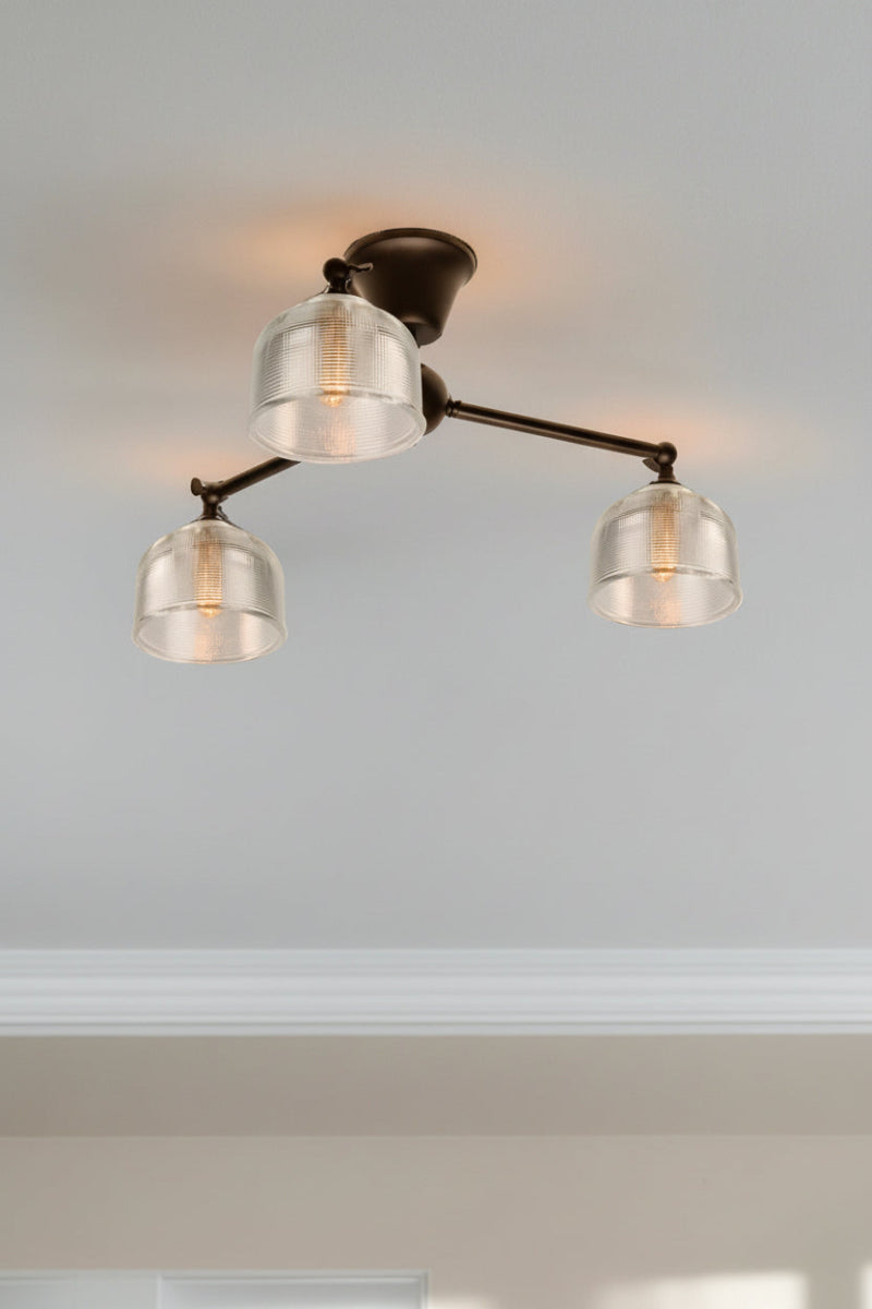 Chapman Glass 3 Arm Flush Mount white shades