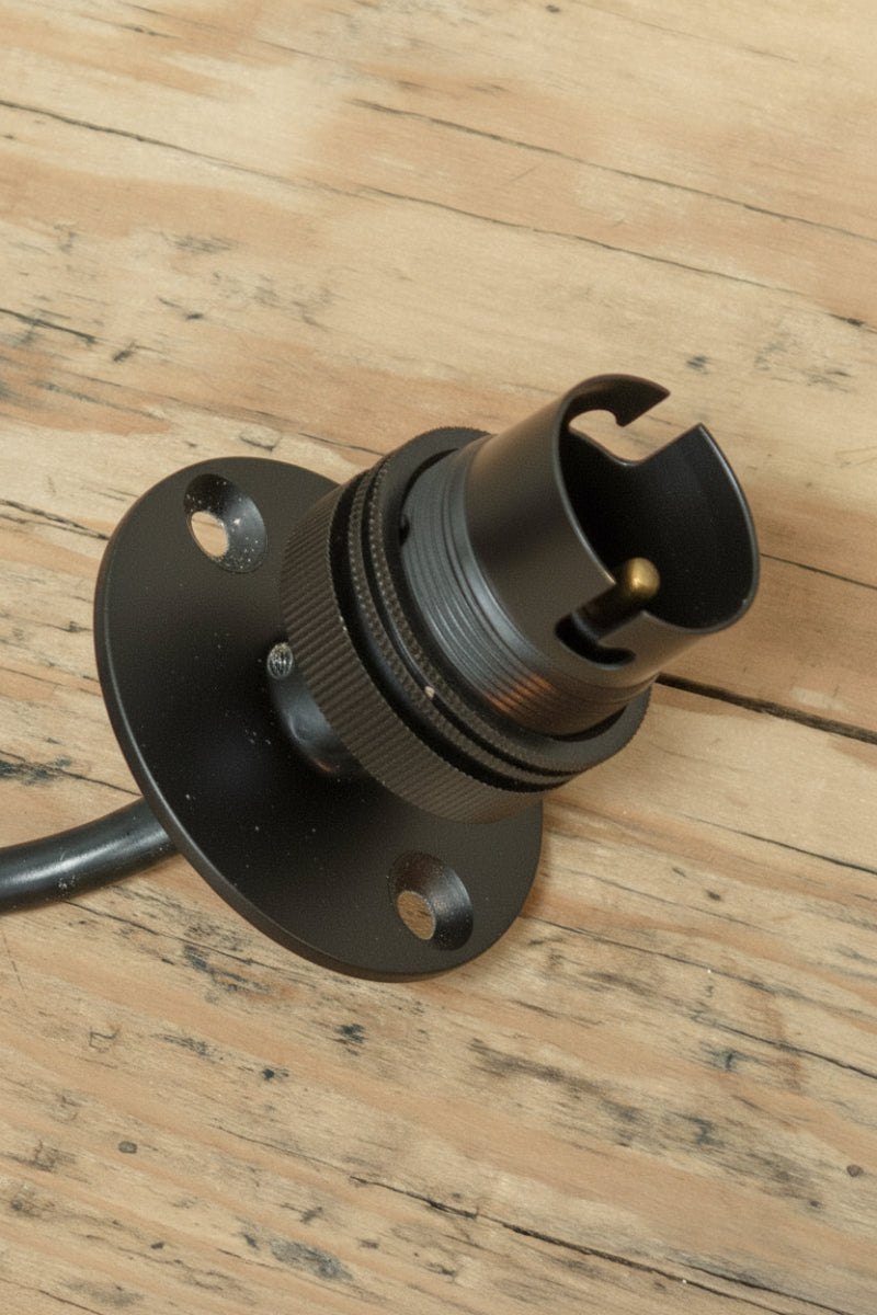 Close up of the black close to ceiling batten holder