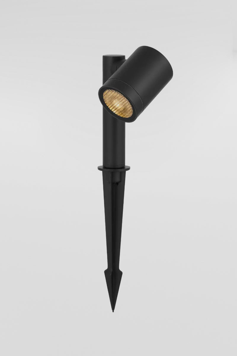 Black short 24V garden spike light, IP65 outdoor rated