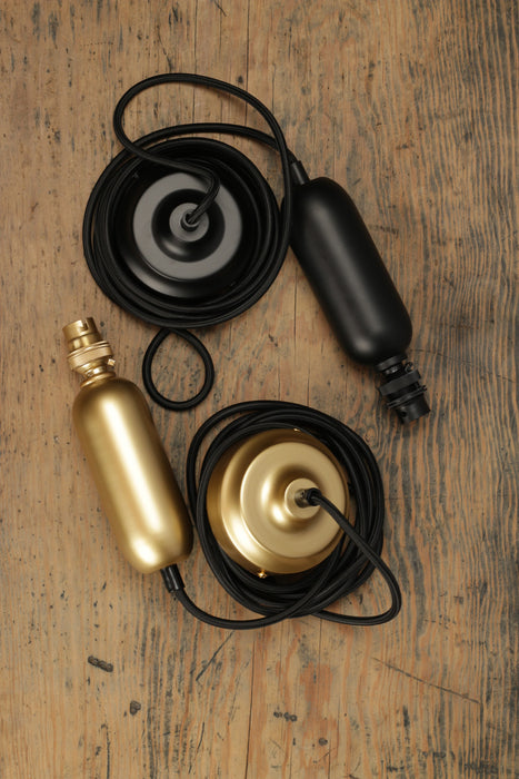 tube pendant cord gold brass and black