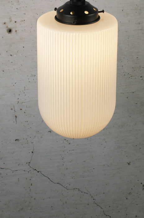 reeded glass shade on flush mount
