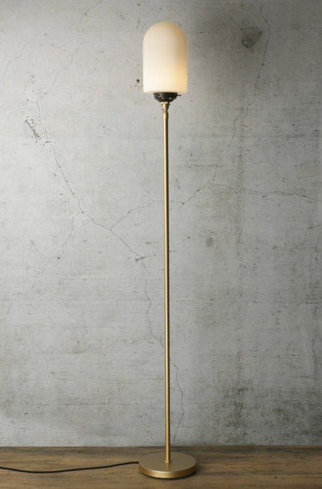 Lloyd Reeded Glass Floor Lamp opal shade gold brass base
