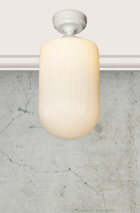 opal reeded glass shade with white ceiling rose
