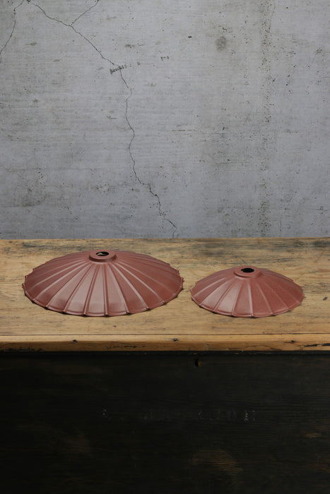 Vintage umbrella pendant light shades in painted rust finish