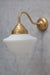 gold brass wall scone with Opal shade no bulb on