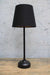 Black table lamp with black fabric shade