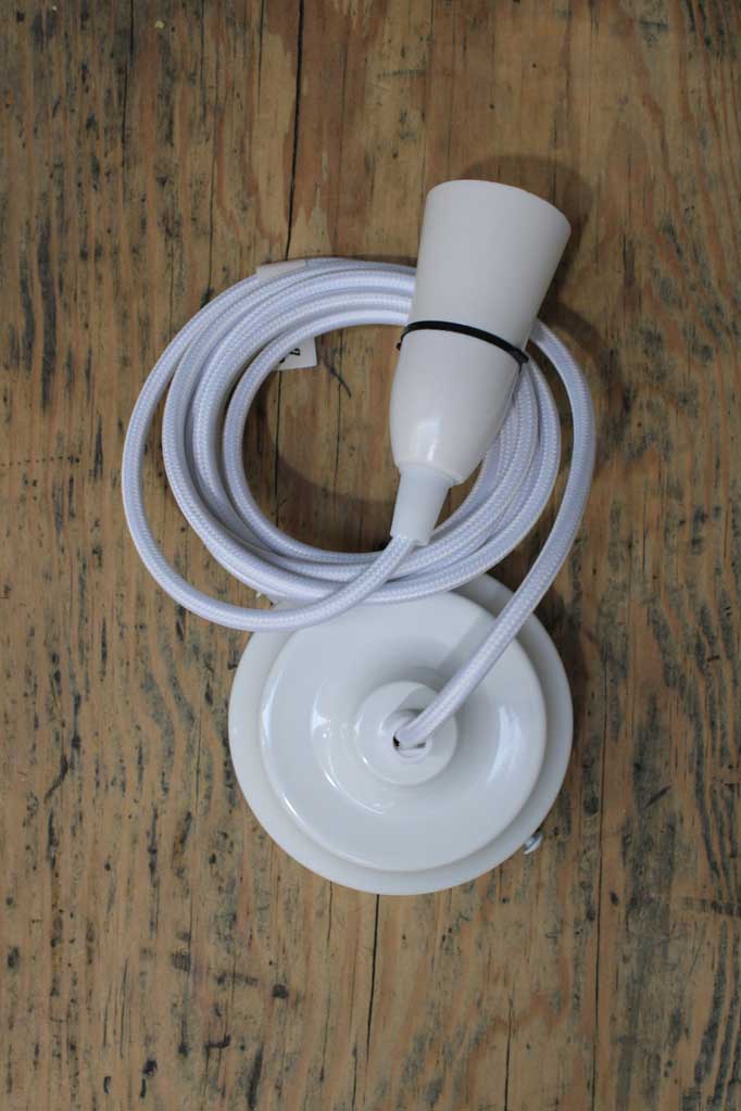 White braided pendant cord.