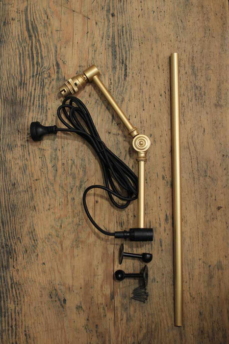 Gold Brass Swing Arm Light Fixture with Wall Plug 