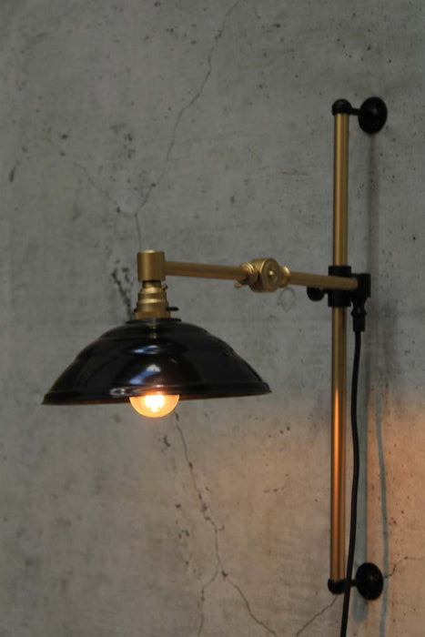Swing Arm Wall Lamp in gold arm finish with Bakelite shade
