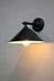 Small black cone wall light with black arm