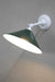Small green cone wall light with white arm