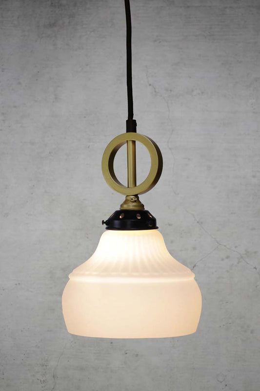 Opal glass pendant light with gold brass dixon cord without disc