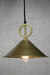 Cone pendant light with small bright brass shade and gold pendant cord without disc