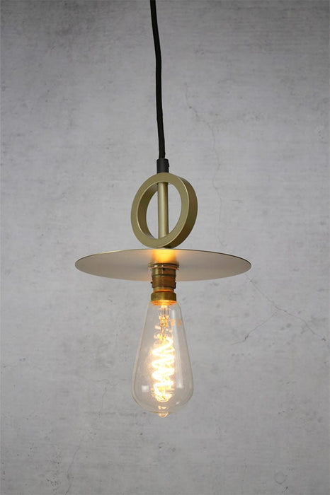 Brass disc pendant light with with gold brass pendant cord without disc