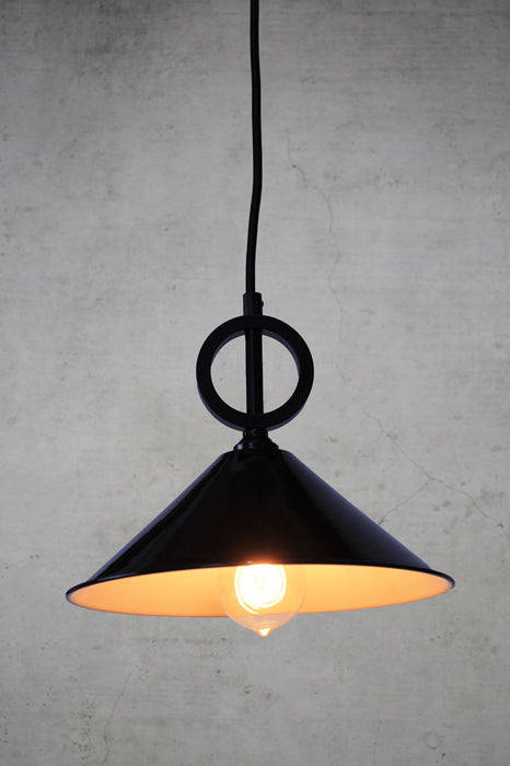 Cone pendant light with small black shade with no disc