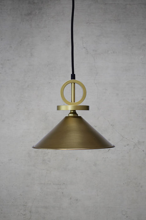 Bright brass pendant light with disc