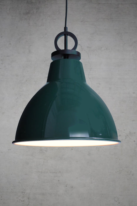 Federation green pendant light with black cord with disc