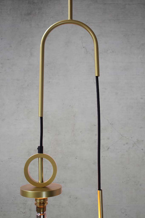 Gold brass pulley pendant cord with disc