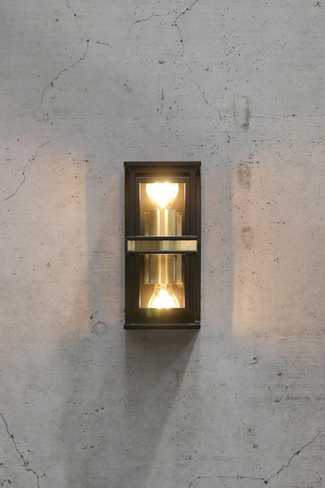 Highgate Outdoor Wall Light with brass accents