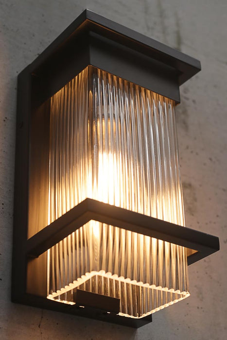 Grafton Exterior Wall Light with ribbed glass