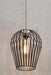 black pendant cage light with jute cord