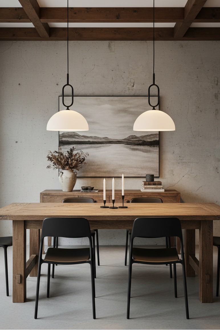 two small shades over dining table 