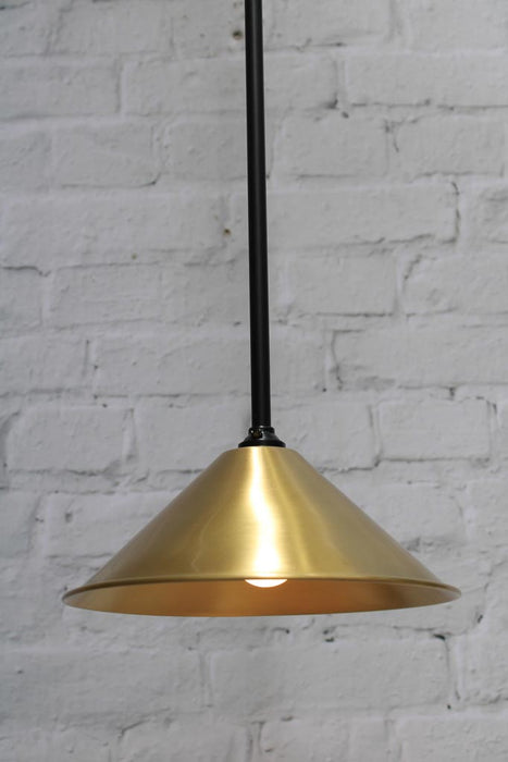 black pole with solid Aged Solid Brass shade