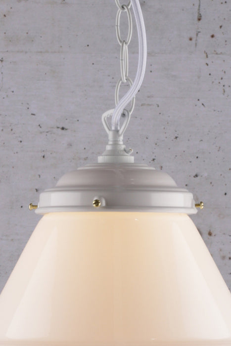 Marlington schoolhouse light with white chain suspension