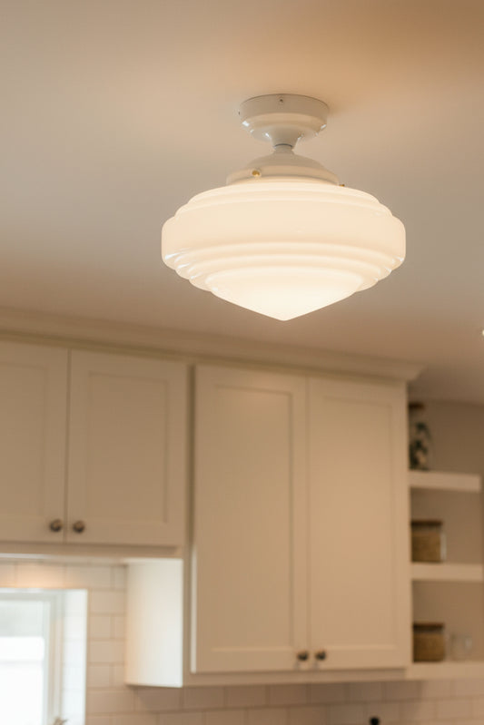 Coloma Glass Flush Mount Light white n kitchen