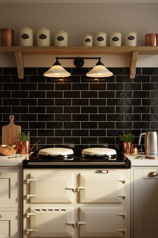 Double arm wall light with pleated ceramic shades mounted above a arger 
