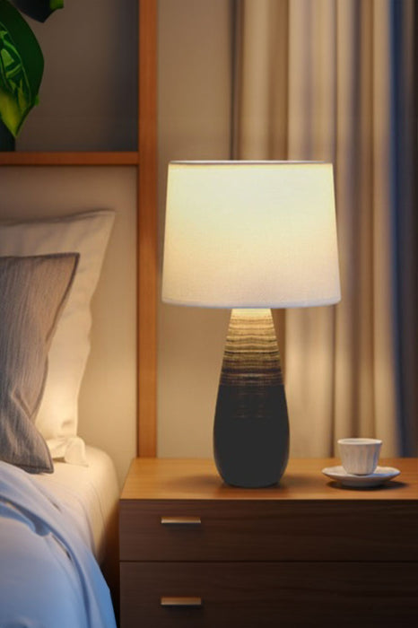 Ceramic Table Lamp in Brown on side table